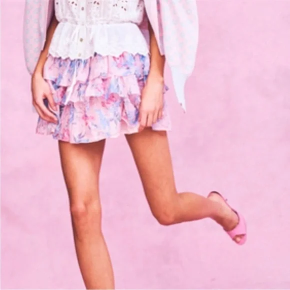 Love Shack Fancy, Brynlee Skirt in Whispering Lilac - Picture 5 of 11